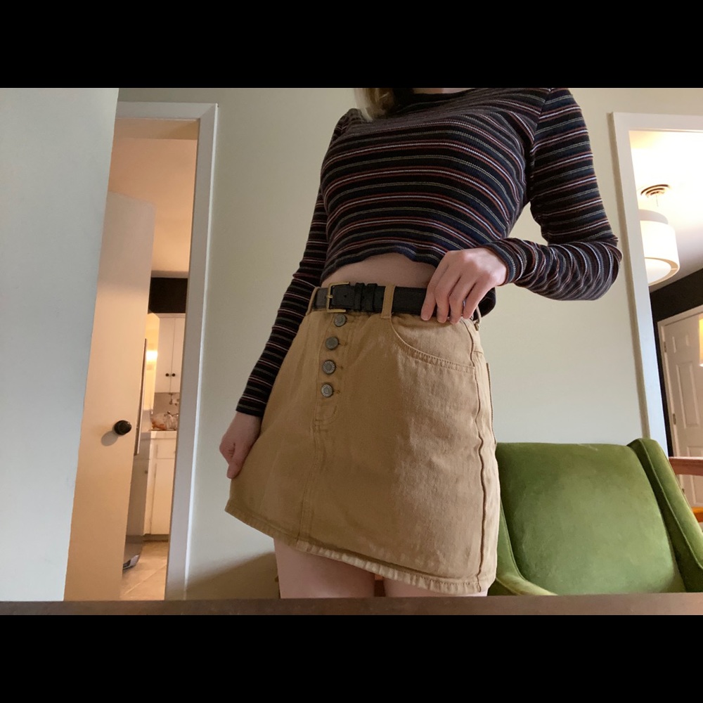 John Galt Yellow Button Up MiniSkirt